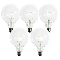 Set van 5 E27 dimbare LED spiraal filament G125 5W 450 lm 2200K