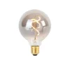Set van 5 E27 dimbare LED spiraal filament lamp G95 smoke 3W 95 lm 1800K