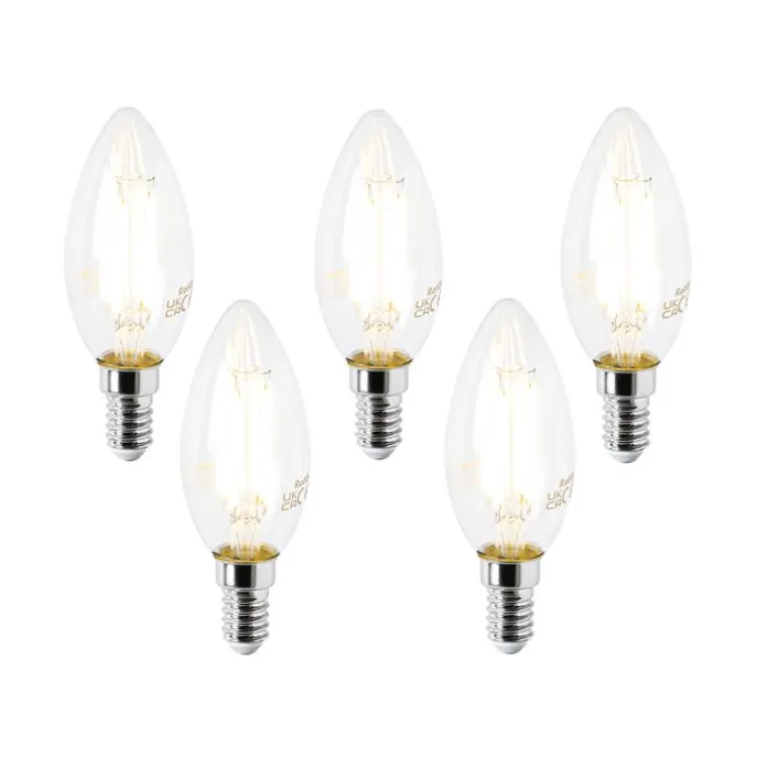 Set van 5 E14 LED lamp B35 helder 2,2W 470 lm 2700K