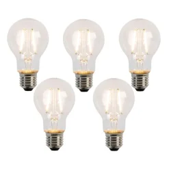 Set van 5 E27 LED lamp filament A60 2W 210 lm 2200K