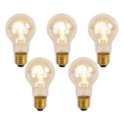 Set van 5 E27 LED lamp spiraal filament A60 goldline 2W 150 lm 2200K