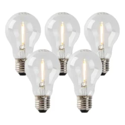 Set van 5 E27 LED lampen A60 1W 80 lm 2200K