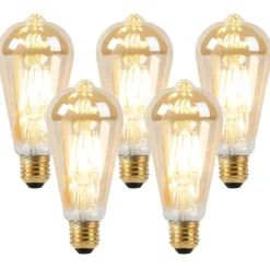 Set van 5 E27 LED lampen dim to warm goud 8W 806 lm 2000-2700K