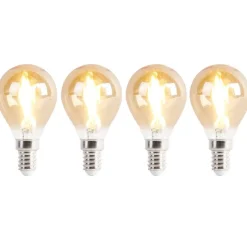 Set van 4 E14 LED lampen P45 goud 2W 180 lm 2100K