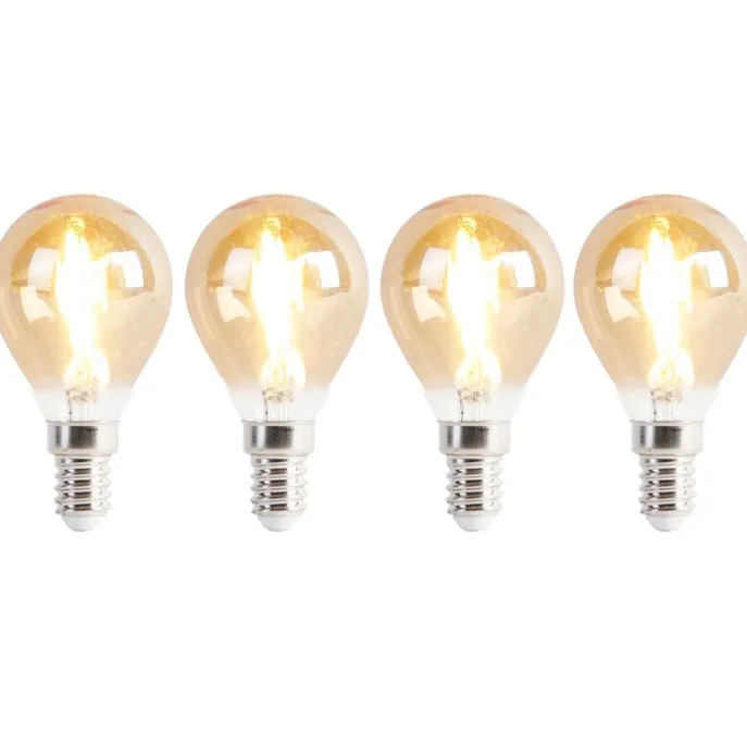 Set van 4 E14 LED lampen P45 goud 2W 180 lm 2100K