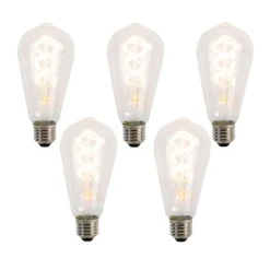 Set van 5 E27 LED lampen spiraal filament ST64 5W 400 lm 2200K
