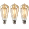 Set van 3 E27 LED lampen ST64 goud met schemersensor 4W 400 lm 2200K