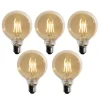 Set van 5 E27 3-staps dimbaar LED lamp goud G95 4W 450 lm 2700K