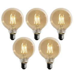 Set van 5 E27 3-staps dimbaar LED lamp goud G95 4W 450 lm 2700K