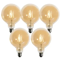 Set van 5 E27 3-staps dimbaar LED goud G125 4W 450 lm 2700K