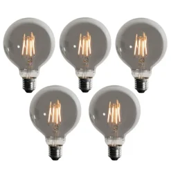 Set van 5 E27 3-staps dimbaar LED lampen smoke G95 4W 200 lm 1900K