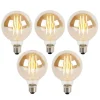Set van 5 E27 3-staps dimbare LED lamp G95 goud glas 5W 380 lm 2200K