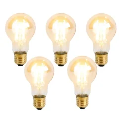 Set van 5 E27 3-staps dimbare LED lamp A60 goldline 5W 530 lm 2200K