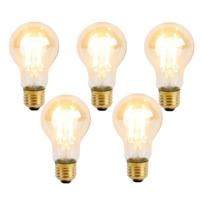 Set van 5 E27 3-staps dimbare LED lamp A60 goldline 5W 530 lm 2200K