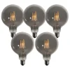 Set van 5 E27 3-staps dimbare LED lampen smoke G125 4W 150 lm 1900K