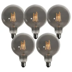 Set van 5 E27 3-staps dimbare LED lampen smoke G125 4W 150 lm 1900K