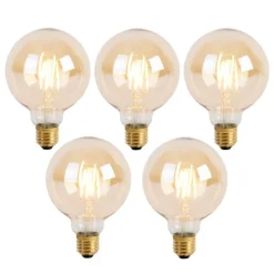 Set van 5 E27 3-staps dimbare LED lamp G95 Goldline 5W 530 lm 2200K