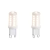 Set van 2 G9 3-staps dimbare LED lampen opaal 3W 250 lm 2700K