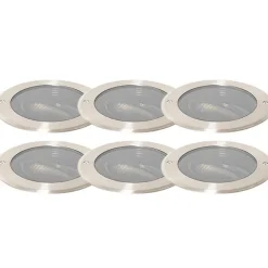 Set van 6 grondspot staal AR111 verstelbaar IP65 - Delux Honey