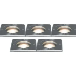 Set van 5 Grondspots staal IP65 - Basic Square
