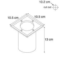 Set van 5 Grondspots staal IP65 - Basic Square