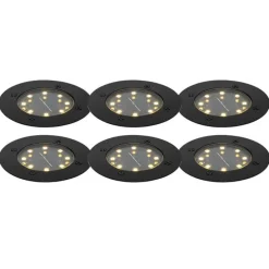 Set van 6 grondspots zwart incl. LED IP65 Solar - Terry