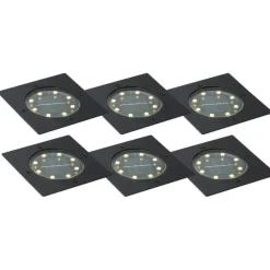 Set van 6 grondspots zwart vierkant incl. LED IP65 solar - Terry