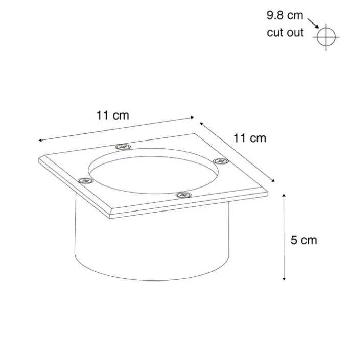 Set van 6 grondspots zwart vierkant incl. LED IP65 solar - Terry