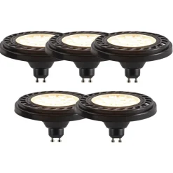 Set van 5 GU10 dimbare LED AR111 zwart 8W 600 lm 2700K