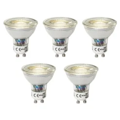Set van 5 GU10 dimbare LED lamp 3W 200 lm 4000K