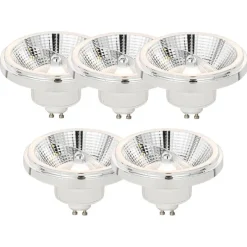 Set van 5 GU10 dimbare LED lamp AR111 wit 11W 810 lm 2700K