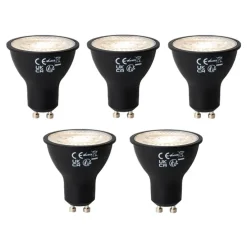 Set van 5 GU10 dimbare LED lampen zwart 6W 450 lm 3000K