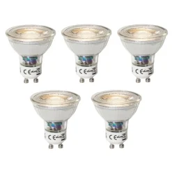 Set van 5 GU10 dimbare LED lamp 3W 200 lm 3000K