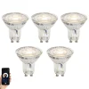 Set van 5 GU10 50mm dimbaar in Kelvin LED lampen helder 4.9W 400 lm 2200-3000K