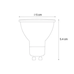 Set van 5 GU10 50mm 3-staps dimbaar in Kelvin LED lampen helder 4.5W 380 lm 2000-2700K