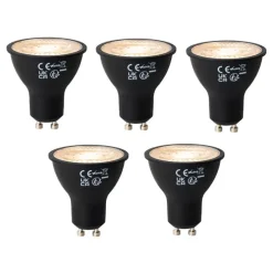Set van 5 GU10 3-staps dimbare LED lampen zwart 6W 4300 lm 2000 - 6000K
