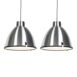 Set van 2 hanglampen aluminium 38 cm dimbaar - Anteros