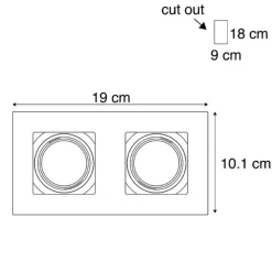 Set van 6 Inbouwspot aluminium rechthoekig 2-lichts - Qure