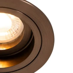 Set van 6 Inbouwspot donkerbrons rond draai en kantelbaar - Chuck