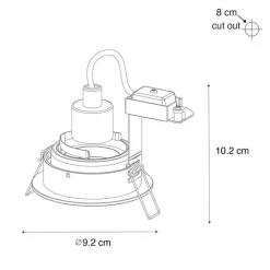 Set van 6 Inbouwspot donkerbrons rond draai en kantelbaar - Chuck