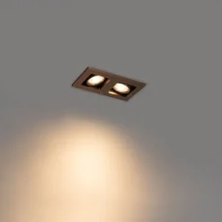Set van 6 Inbouwspot donkerbrons rechthoekig 2-lichts draai en kantelbaar - Qure