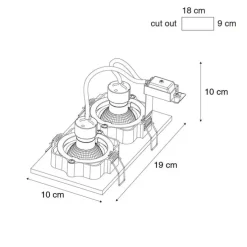 Set van 6 Inbouwspot donkerbrons rechthoekig 2-lichts draai en kantelbaar - Qure