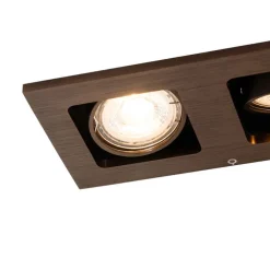 Set van 6 Inbouwspot donkerbrons rechthoekig 2-lichts draai en kantelbaar - Qure