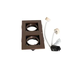 Set van 6 Inbouwspot donkerbrons rechthoekig 2-lichts draai en kantelbaar - Qure