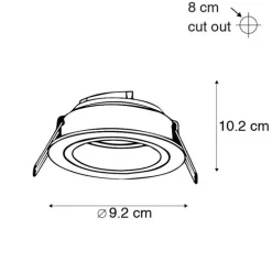 Set van 6 Inbouwspot rond zwart met goud draai- en kantelbaar - Chuck