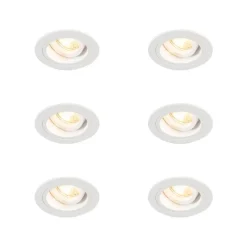 Set van 6 Inbouwspot rond wit draai- en kantelbaar - Chuck