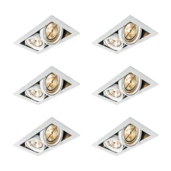 Set van 6 Inbouwspot wit AR111 verstelbaar 2-lichts - Oneon