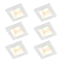 Set van 6 Inbouwspot wit 12cm vierkant - Gypsy Stucco