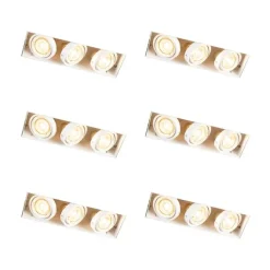 Set van 6 Inbouwspot wit draai- en kantelbaar trimless 3-lichts - Oneon