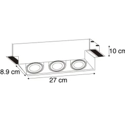 Set van 6 Inbouwspot wit draai- en kantelbaar trimless 3-lichts - Oneon